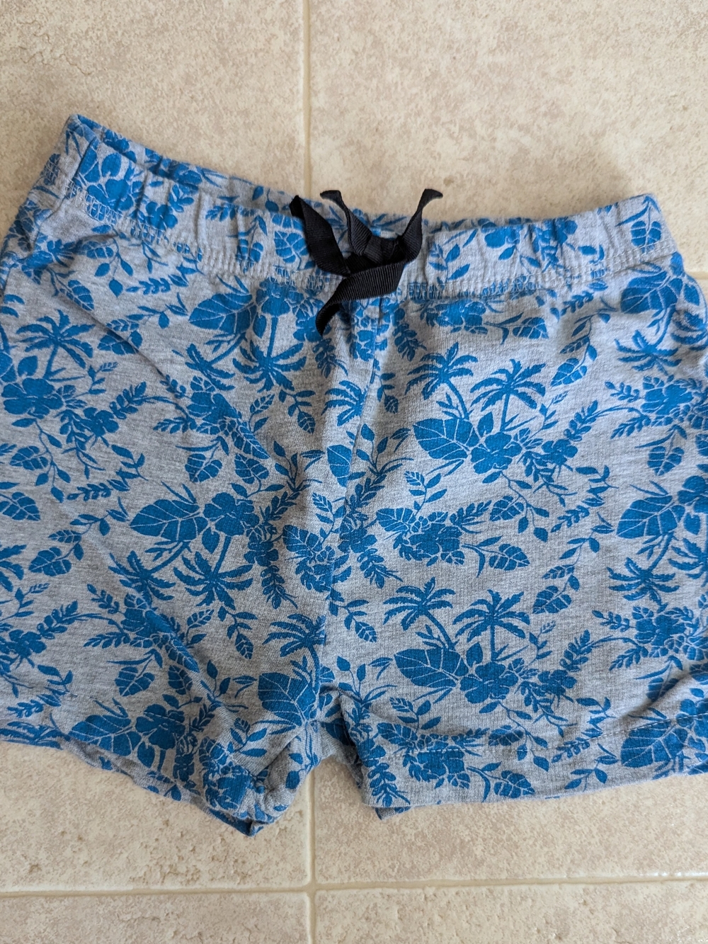 Kids Blue Floral Drawstring Shorts